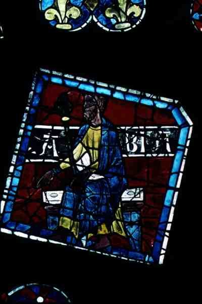 Re Abia, (dettaglio) dalla finestra rosa nord, c.1223 da French School